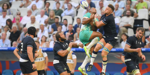 South Africa play Scotland during the 2023 Rugby World Cup. NICOLAS TUCAT:AFP via Getty Images).600x300